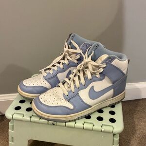 Nike Womens High-Top Sneakers in Light Blue and White